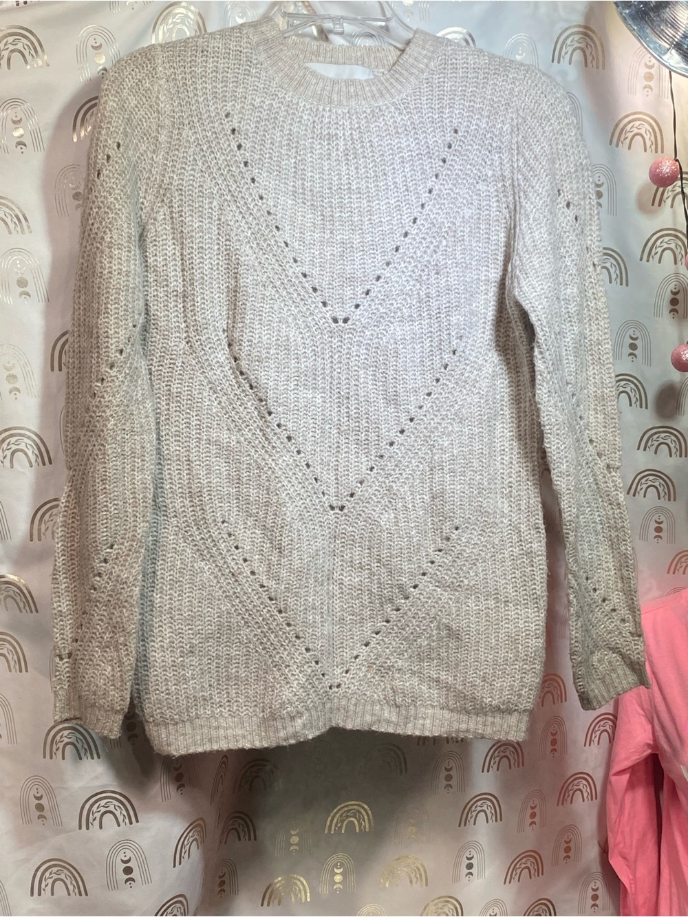 Light Cream Knit Crewneck Sweater - Classic Casual